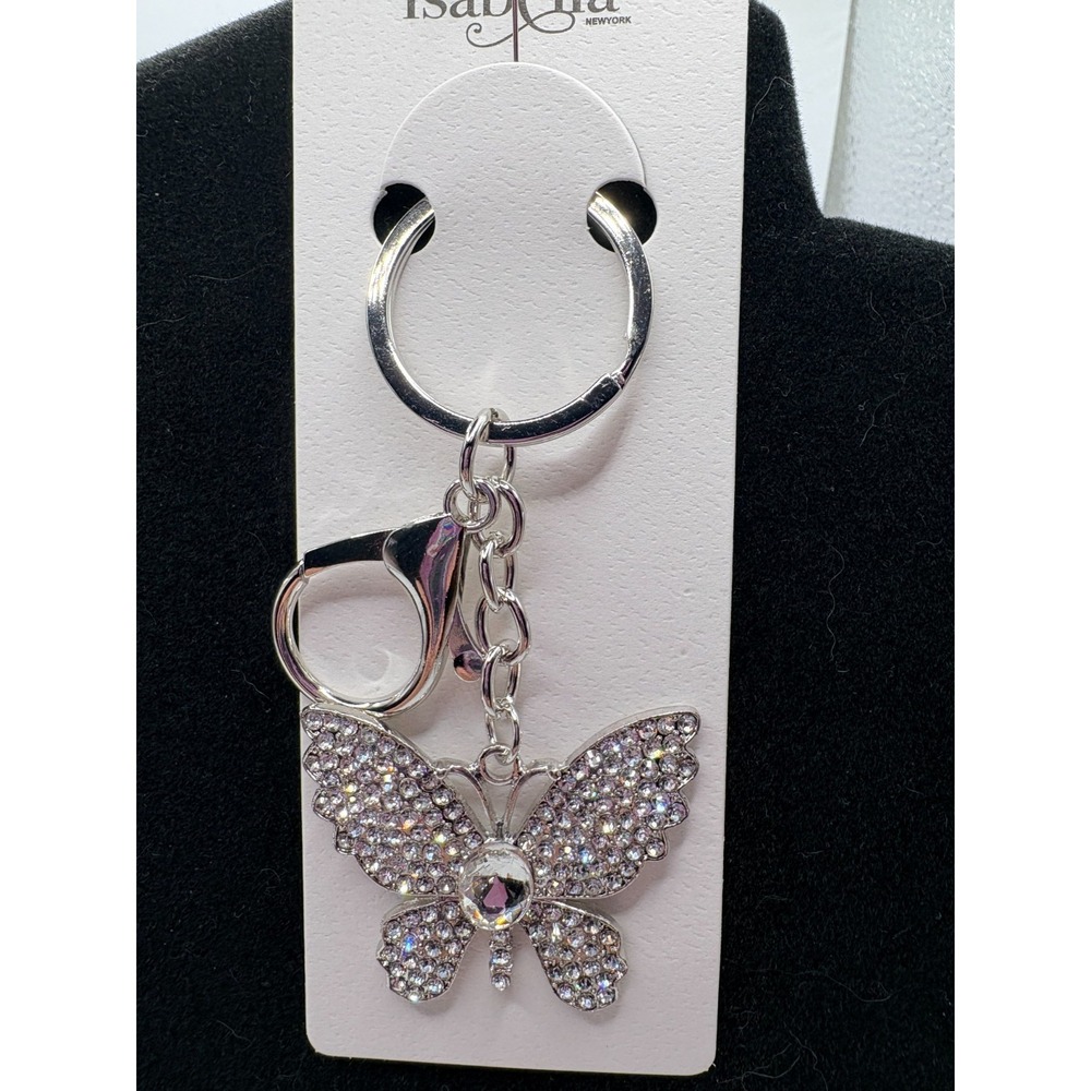 Isabella Silver Butterfly with Rhinestones Purse Charm/Keychain